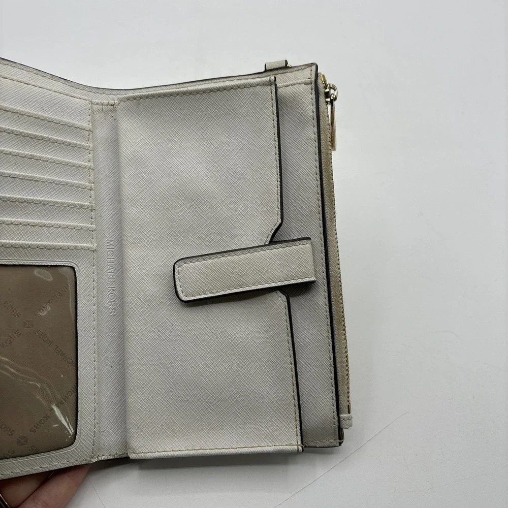 Michael Kors‎ Jet Set Travel Double Zip Saffiano Leather Wristlet Wallet White